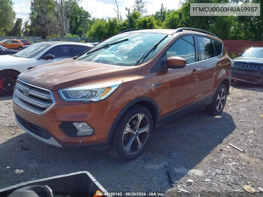 2017 Ford Escape Se VIN: 1FMCU0GD3HUA59957 Lot: 40150142