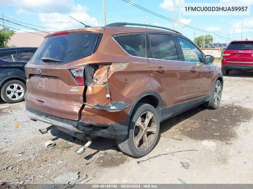 2017 Ford Escape Se VIN: 1FMCU0GD3HUA59957 Lot: 40150142