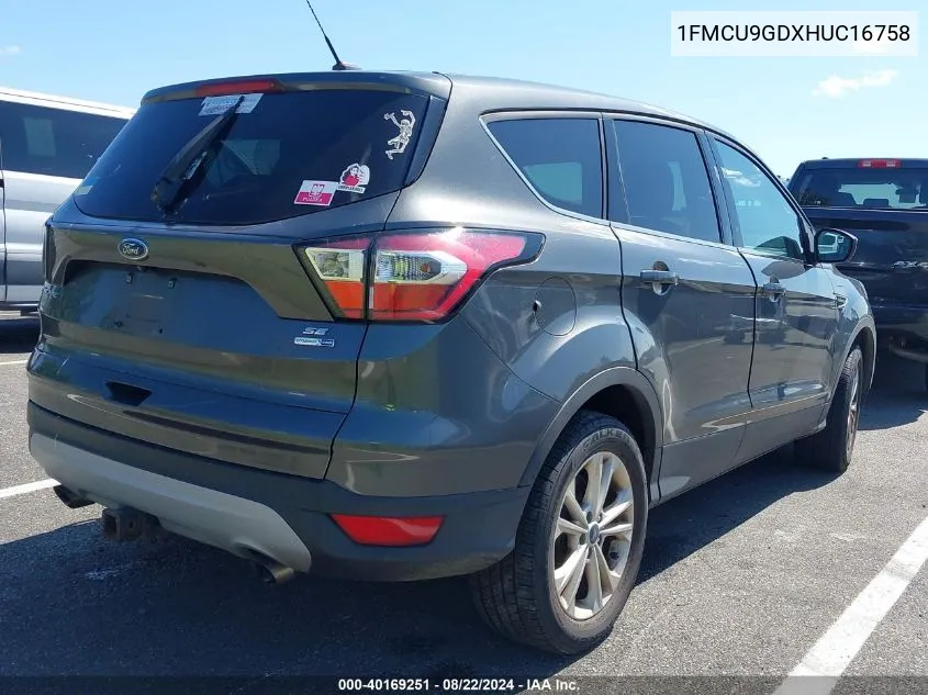 2017 Ford Escape Se VIN: 1FMCU9GDXHUC16758 Lot: 40169251