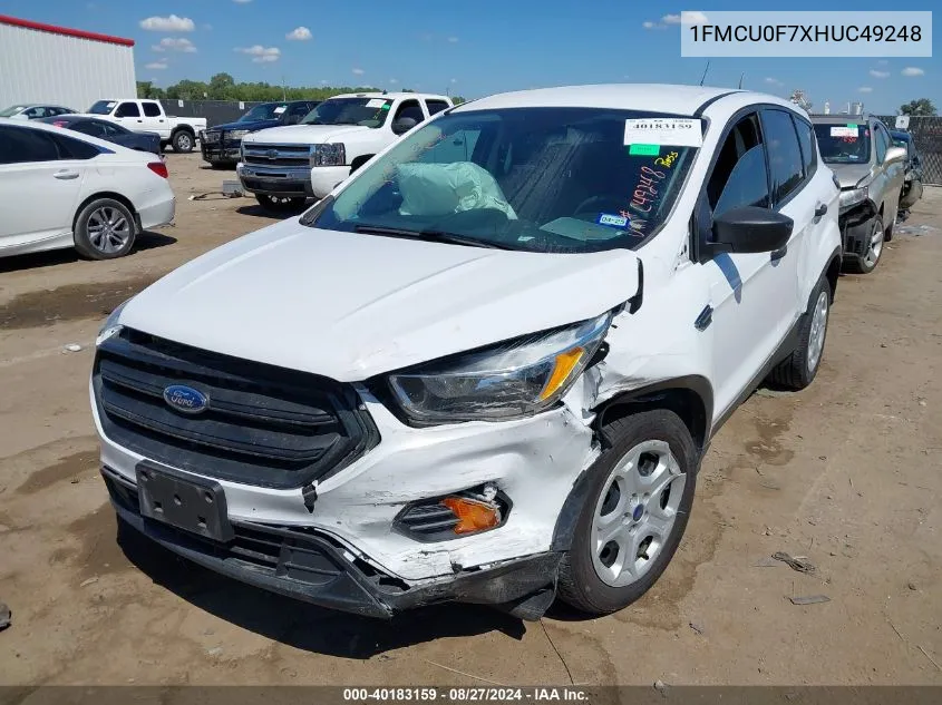 2017 Ford Escape S VIN: 1FMCU0F7XHUC49248 Lot: 40183159