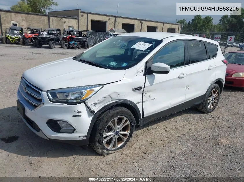 2017 Ford Escape Se VIN: 1FMCU9G94HUB58206 Lot: 40227217