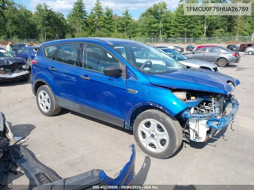 2017 Ford Escape S VIN: 1FMCU0F75HUA26759 Lot: 40239808