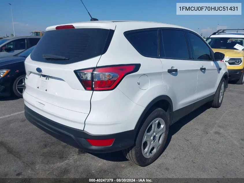 1FMCU0F70HUC51431 2017 Ford Escape S