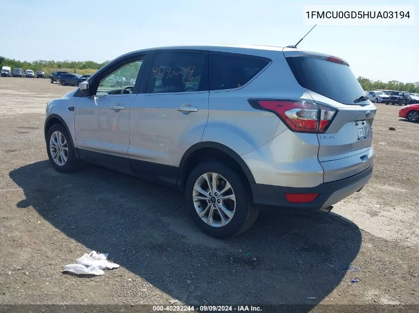 2017 Ford Escape Se VIN: 1FMCU0GD5HUA03194 Lot: 40292244