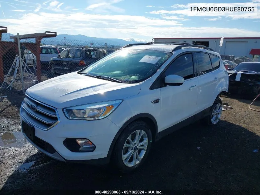 2017 Ford Escape Se VIN: 1FMCU0GD3HUE80755 Lot: 40293063