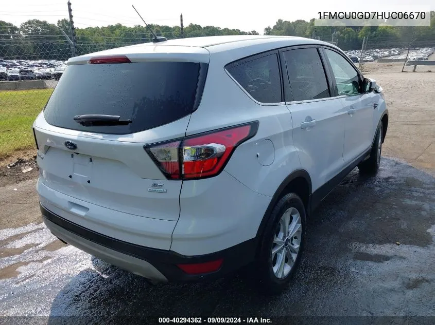 2017 Ford Escape Se VIN: 1FMCU0GD7HUC06670 Lot: 40294362