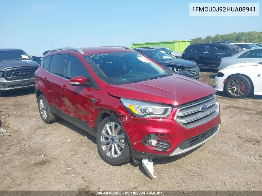 2017 Ford Escape Titanium VIN: 1FMCU0J92HUA08941 Lot: 40302025