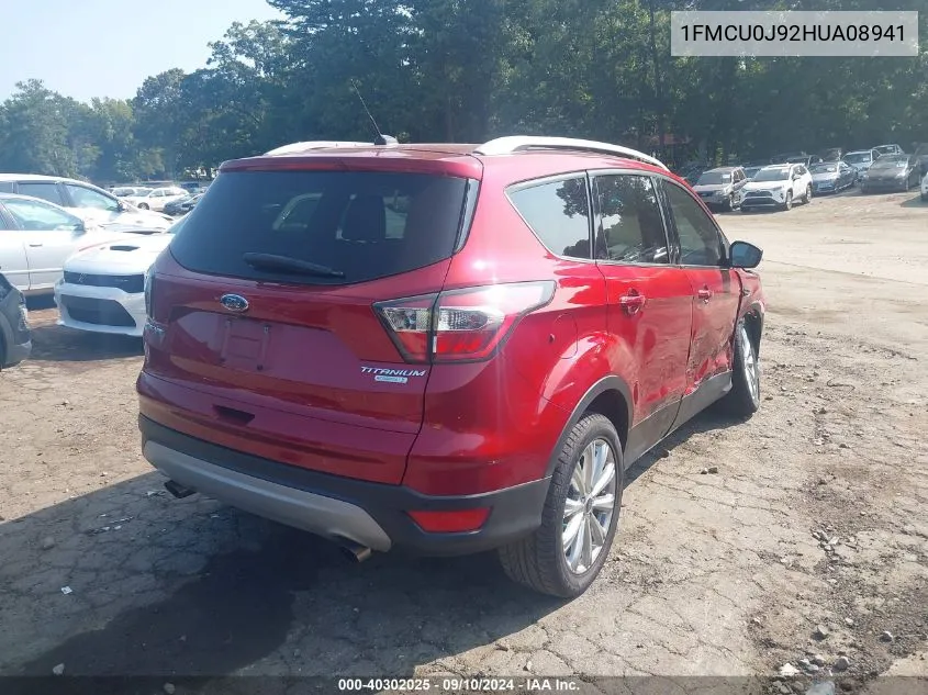 2017 Ford Escape Titanium VIN: 1FMCU0J92HUA08941 Lot: 40302025