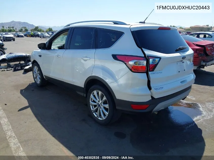 2017 Ford Escape Titanium VIN: 1FMCU0JDXHUC20443 Lot: 40302535