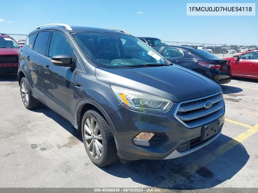 2017 Ford Escape Titanium VIN: 1FMCU0JD7HUE54118 Lot: 40306939