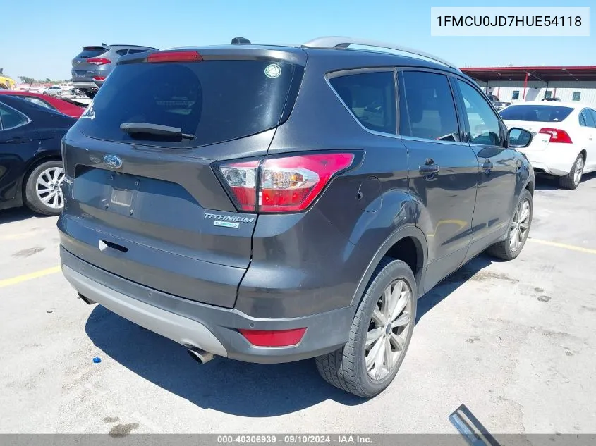 2017 Ford Escape Titanium VIN: 1FMCU0JD7HUE54118 Lot: 40306939