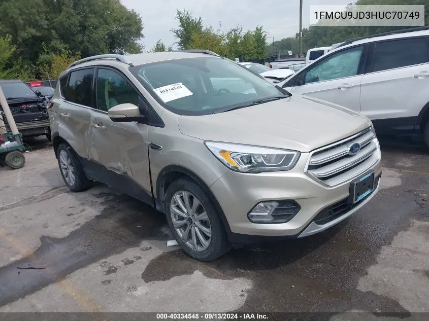 2017 Ford Escape Titanium VIN: 1FMCU9JD3HUC70749 Lot: 40334548