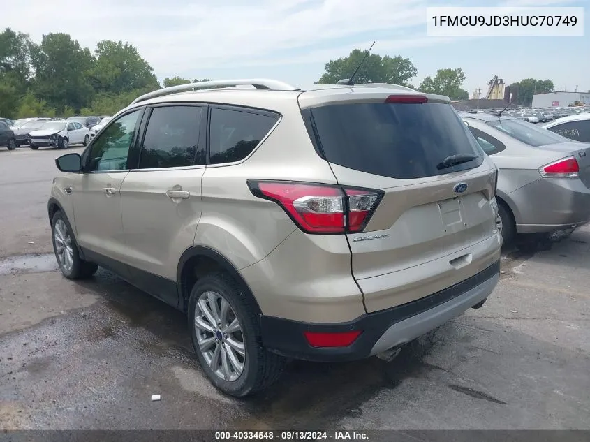 2017 Ford Escape Titanium VIN: 1FMCU9JD3HUC70749 Lot: 40334548