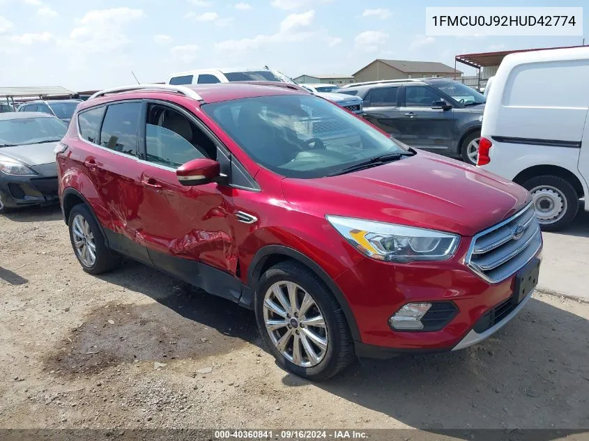 1FMCU0J92HUD42774 2017 Ford Escape Titanium