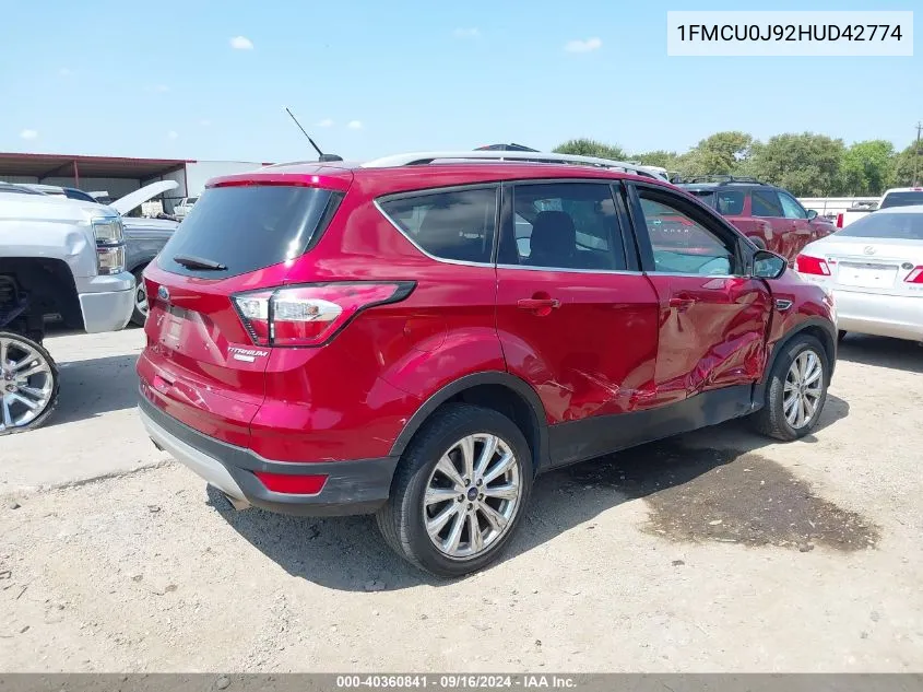 1FMCU0J92HUD42774 2017 Ford Escape Titanium