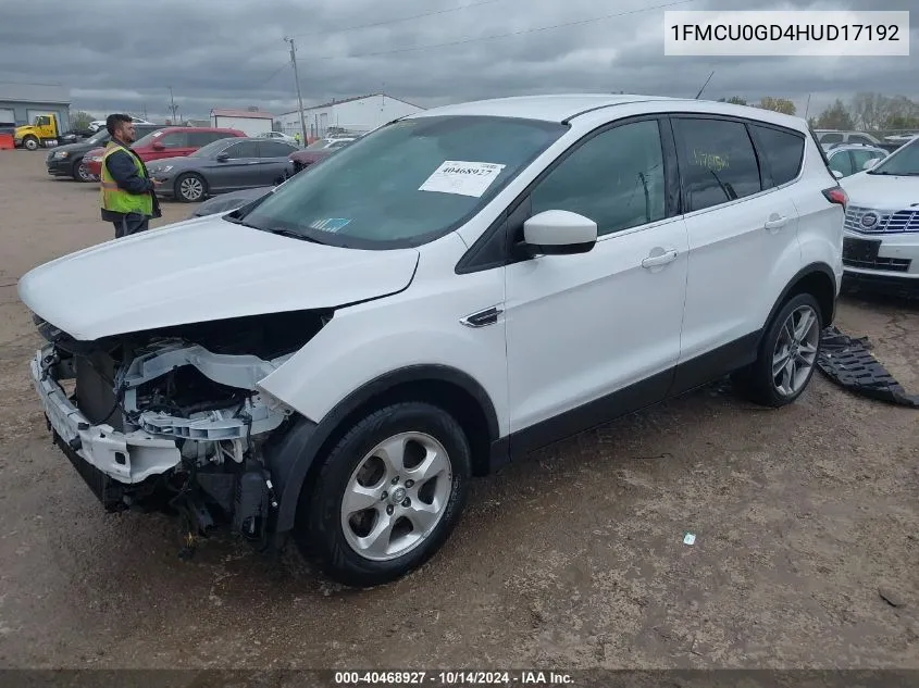 2017 Ford Escape Se VIN: 1FMCU0GD4HUD17192 Lot: 40468927