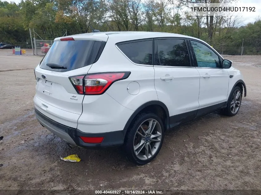 2017 Ford Escape Se VIN: 1FMCU0GD4HUD17192 Lot: 40468927