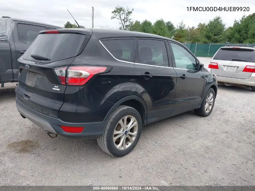 2017 Ford Escape Se VIN: 1FMCU0GD4HUE89920 Lot: 40568865