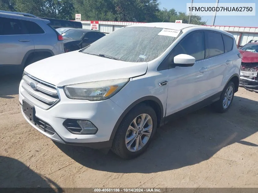 2017 Ford Escape Se VIN: 1FMCU0GD7HUA62750 Lot: 40581186