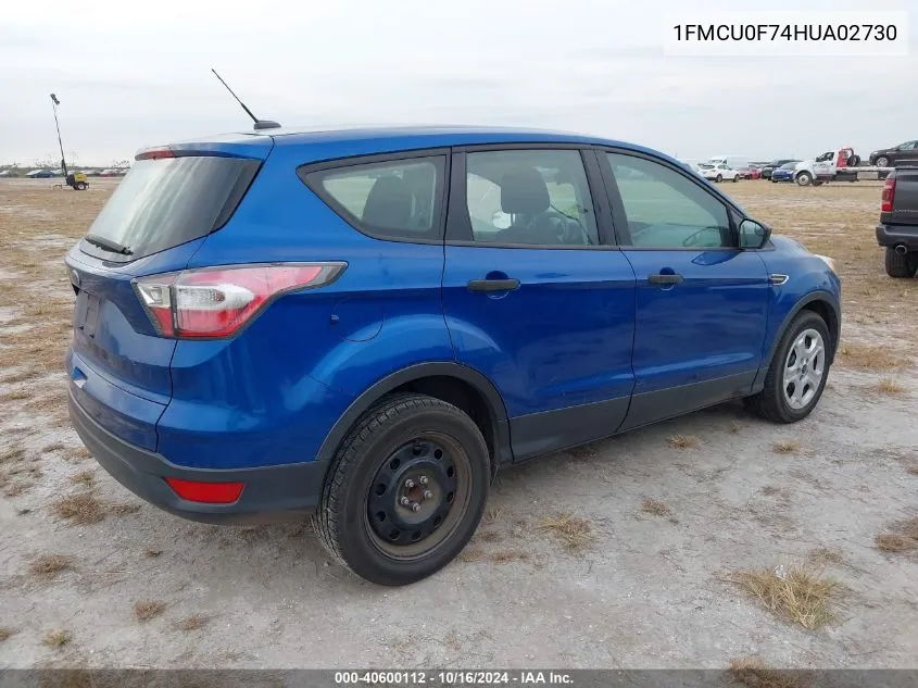 2017 Ford Escape S VIN: 1FMCU0F74HUA02730 Lot: 40600112