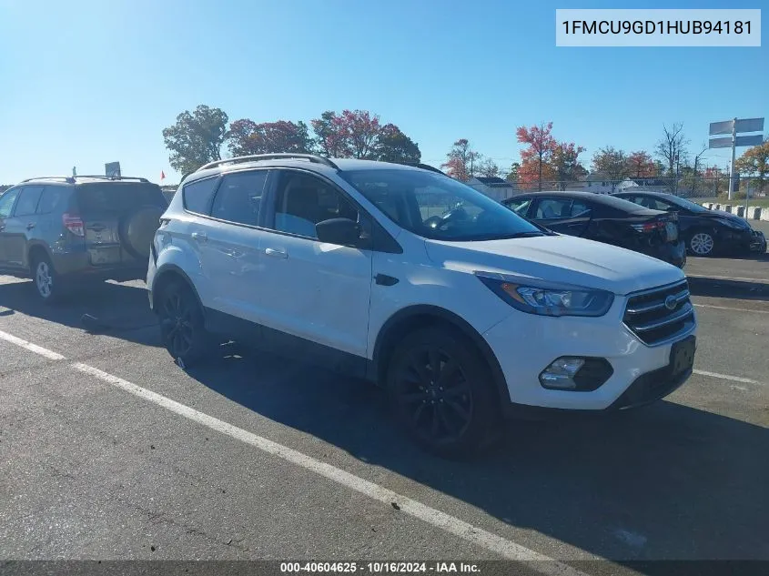 2017 Ford Escape Se VIN: 1FMCU9GD1HUB94181 Lot: 40604625