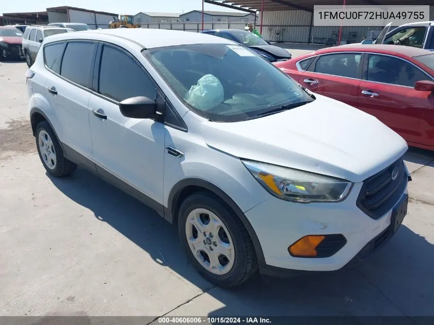 2017 Ford Escape S VIN: 1FMCU0F72HUA49755 Lot: 40606006