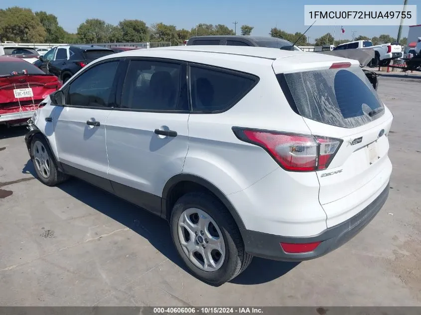 2017 Ford Escape S VIN: 1FMCU0F72HUA49755 Lot: 40606006