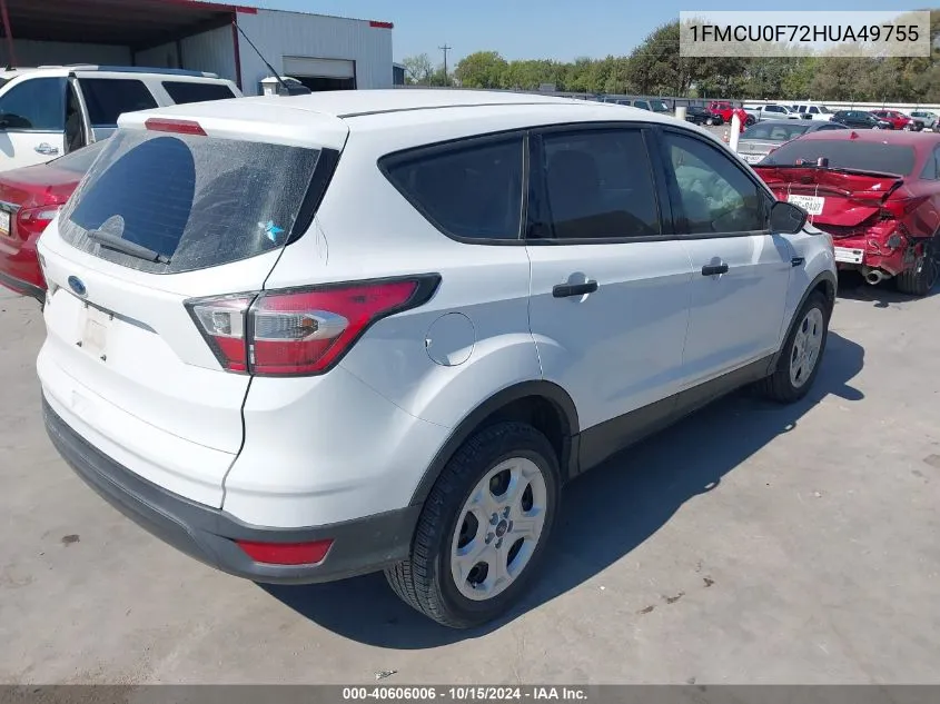 2017 Ford Escape S VIN: 1FMCU0F72HUA49755 Lot: 40606006