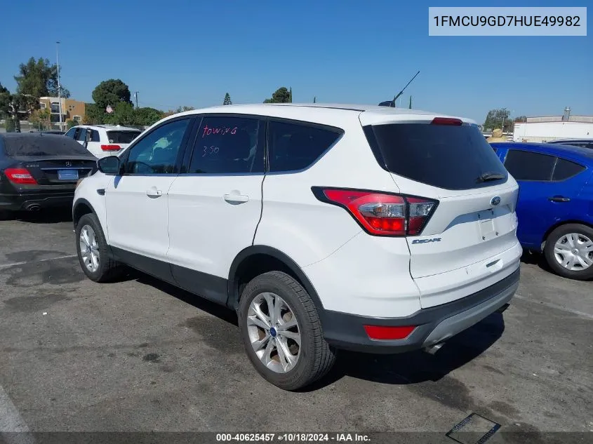 2017 Ford Escape Se VIN: 1FMCU9GD7HUE49982 Lot: 40625457