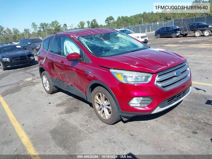 2017 Ford Escape Se VIN: 1FMCU0GD3HUB59640 Lot: 40626298