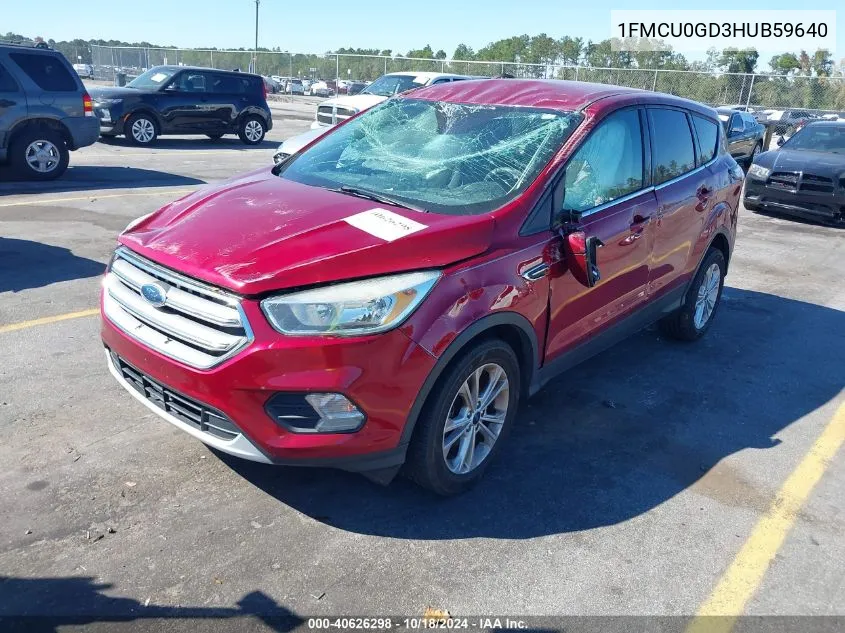 2017 Ford Escape Se VIN: 1FMCU0GD3HUB59640 Lot: 40626298