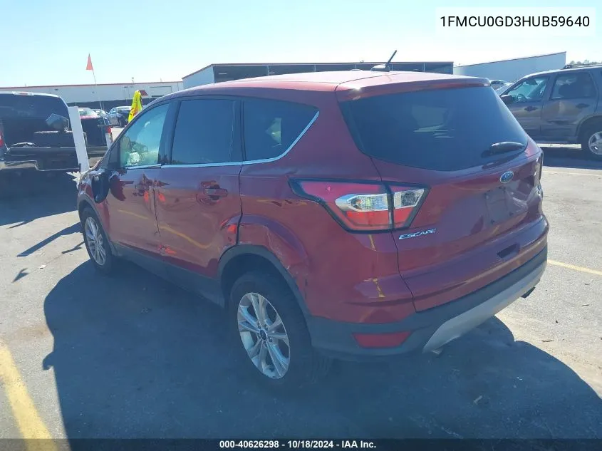 2017 Ford Escape Se VIN: 1FMCU0GD3HUB59640 Lot: 40626298