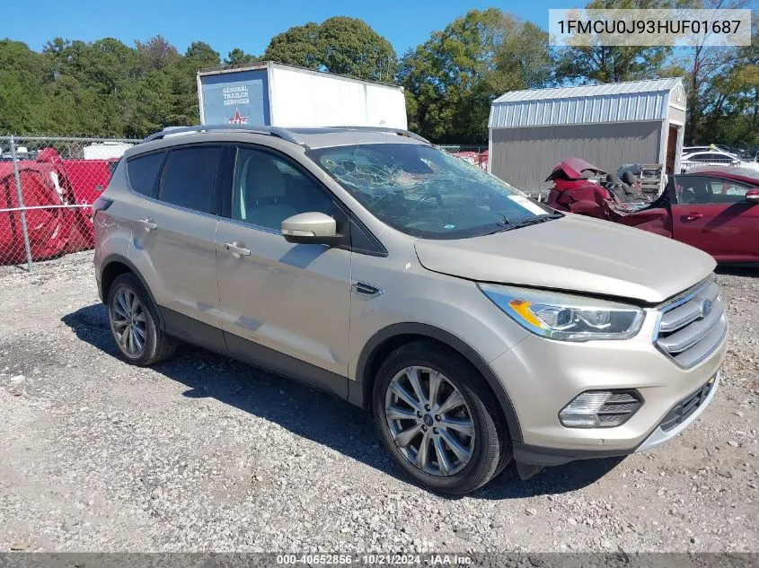 2017 Ford Escape Titanium VIN: 1FMCU0J93HUF01687 Lot: 40652856