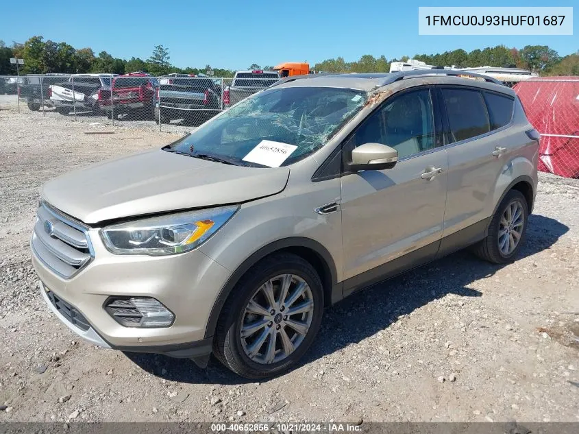 2017 Ford Escape Titanium VIN: 1FMCU0J93HUF01687 Lot: 40652856