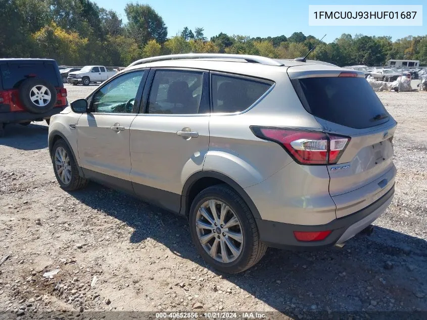 2017 Ford Escape Titanium VIN: 1FMCU0J93HUF01687 Lot: 40652856