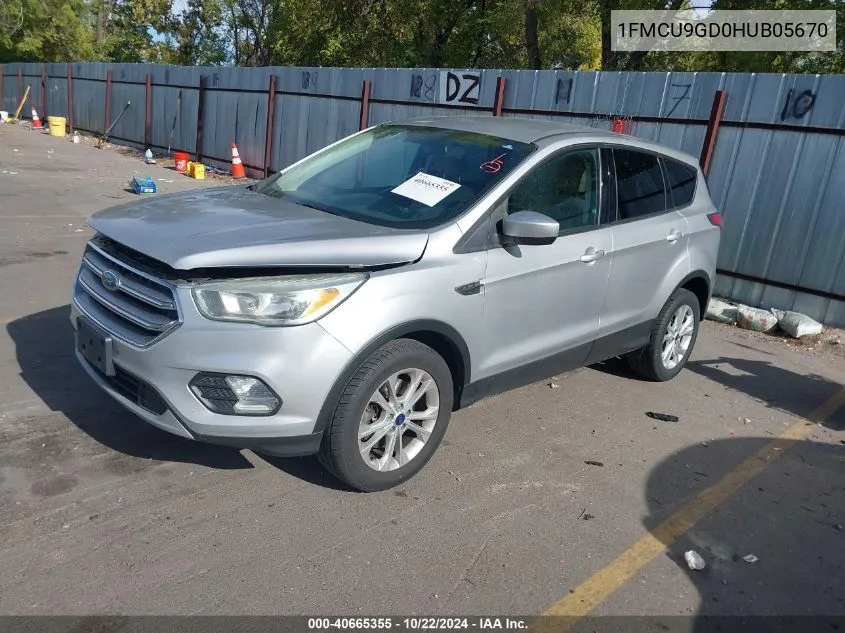 2017 Ford Escape Se VIN: 1FMCU9GD0HUB05670 Lot: 40665355