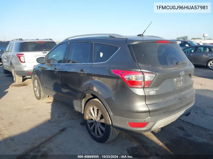 2017 Ford Escape Titanium VIN: 1FMCU0J96HUA57981 Lot: 40669555