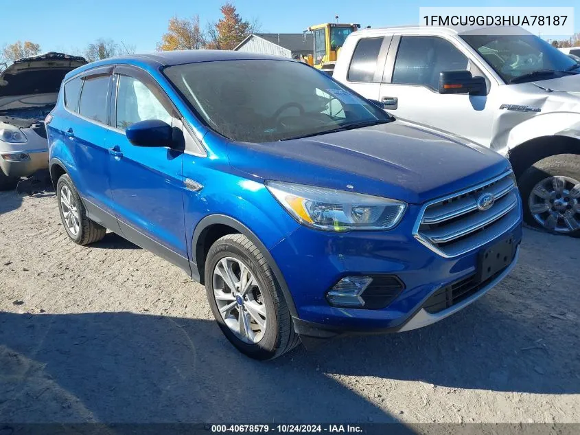 2017 Ford Escape Se VIN: 1FMCU9GD3HUA78187 Lot: 40678579