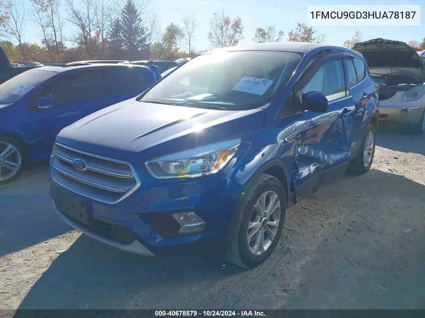 2017 Ford Escape Se VIN: 1FMCU9GD3HUA78187 Lot: 40678579