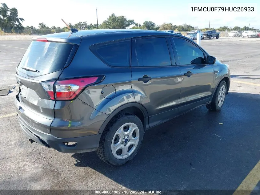 2017 Ford Escape S VIN: 1FMCU0F79HUC26933 Lot: 40681982