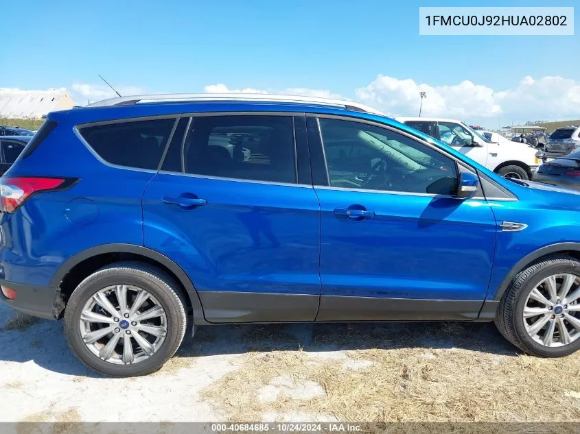 2017 Ford Escape Titanium VIN: 1FMCU0J92HUA02802 Lot: 40684685