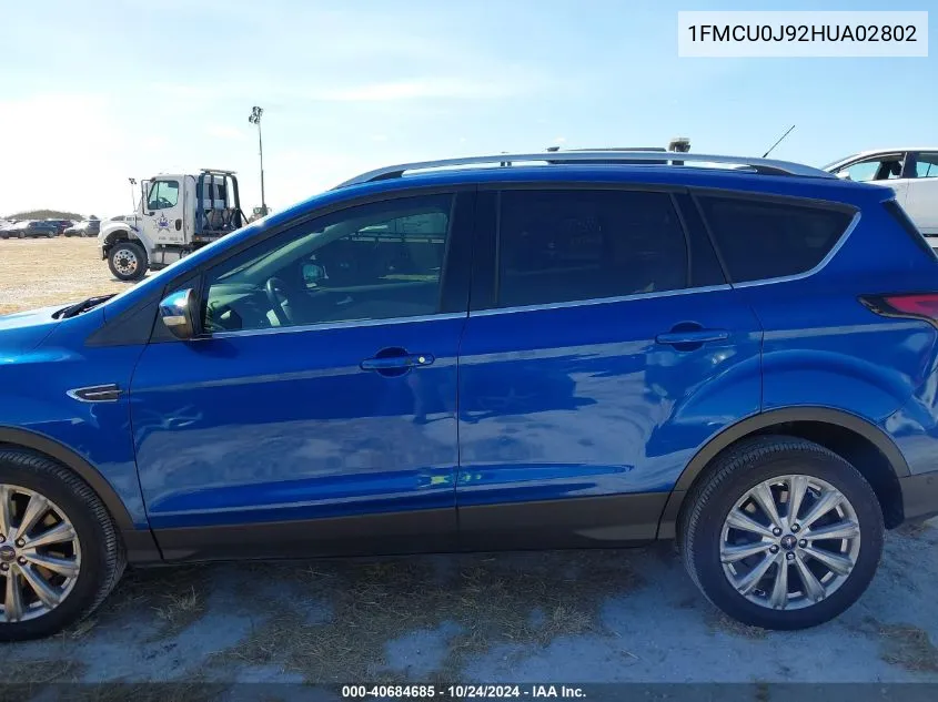 2017 Ford Escape Titanium VIN: 1FMCU0J92HUA02802 Lot: 40684685