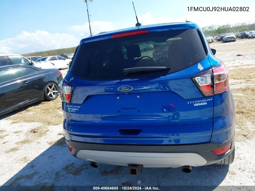 2017 Ford Escape Titanium VIN: 1FMCU0J92HUA02802 Lot: 40684685