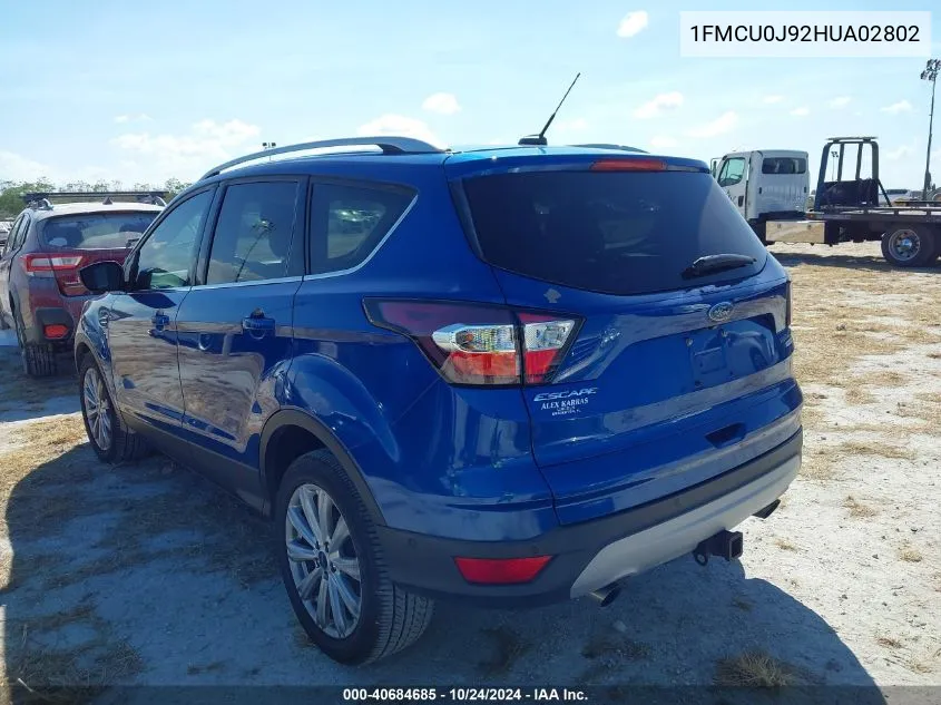 2017 Ford Escape Titanium VIN: 1FMCU0J92HUA02802 Lot: 40684685