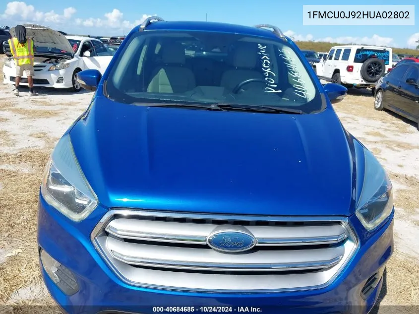 2017 Ford Escape Titanium VIN: 1FMCU0J92HUA02802 Lot: 40684685