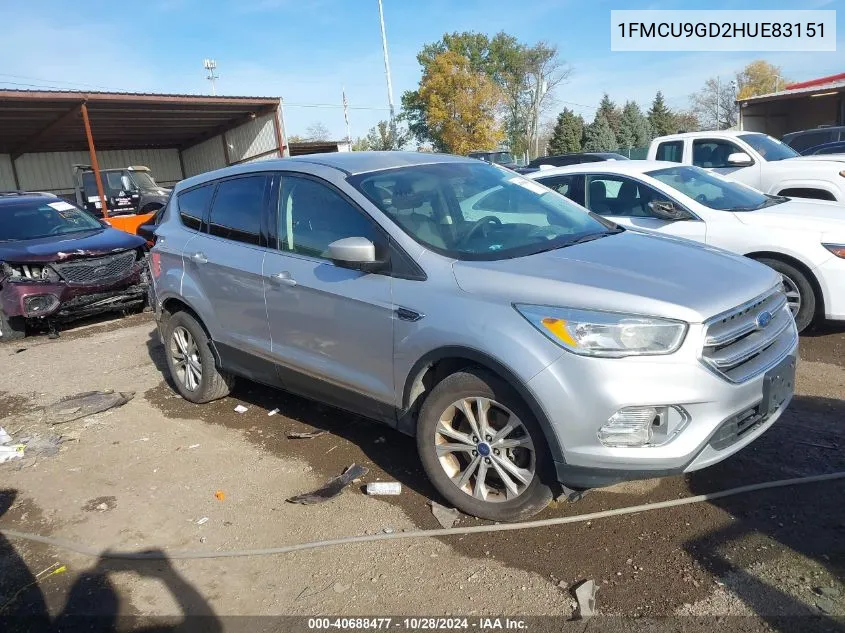 2017 Ford Escape Se VIN: 1FMCU9GD2HUE83151 Lot: 40688477