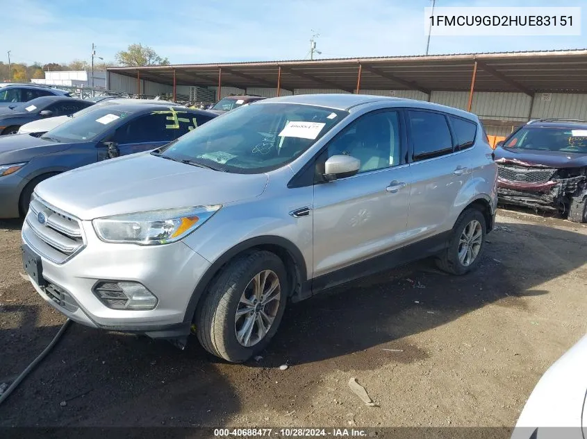 2017 Ford Escape Se VIN: 1FMCU9GD2HUE83151 Lot: 40688477