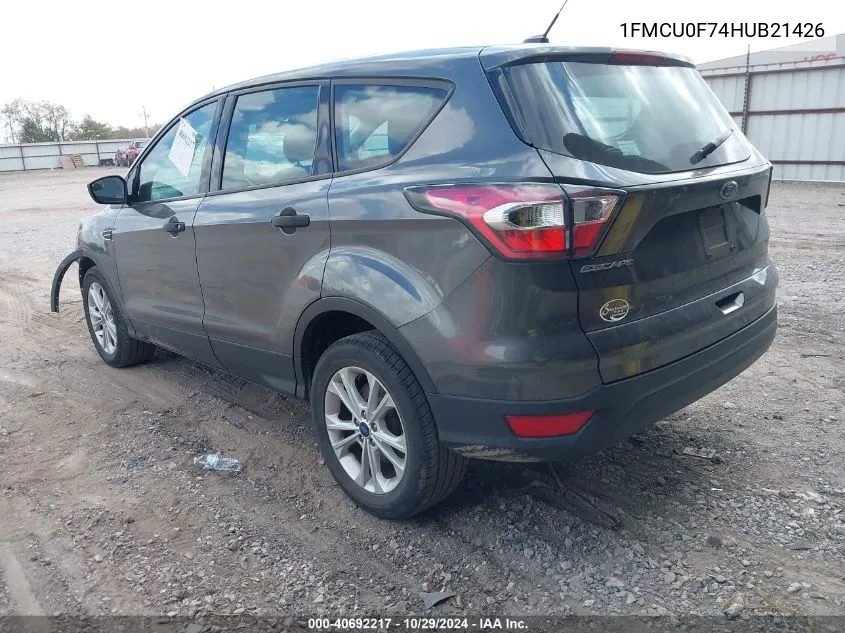 2017 Ford Escape S VIN: 1FMCU0F74HUB21426 Lot: 40692217