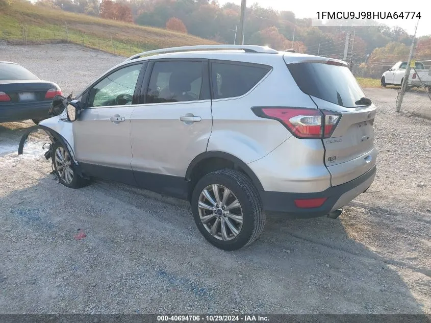 2017 Ford Escape Titanium VIN: 1FMCU9J98HUA64774 Lot: 40694706