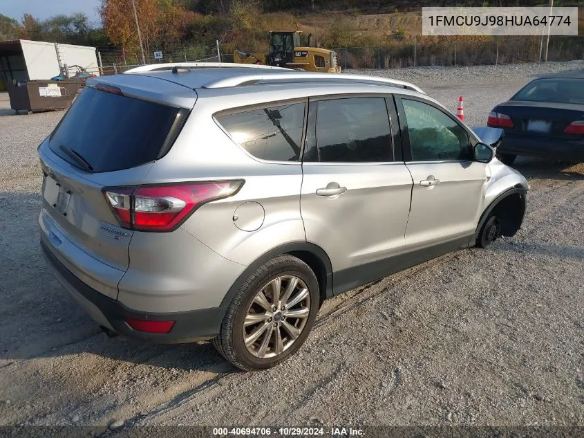 2017 Ford Escape Titanium VIN: 1FMCU9J98HUA64774 Lot: 40694706